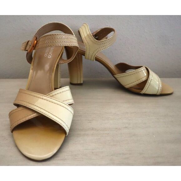 Franco Sarto 19613250 Women Sz 9.5M Beige Classe Ankle Strap Patent Leather Pump - Picture 1 of 11